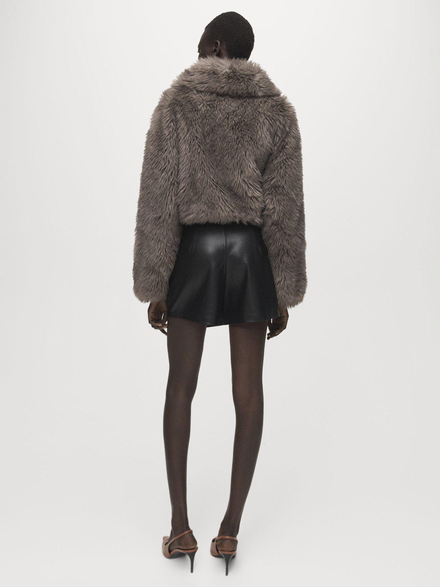 Product image 4 of 7, which shows Mango Candy Faux Leather Skorts, Black, 10