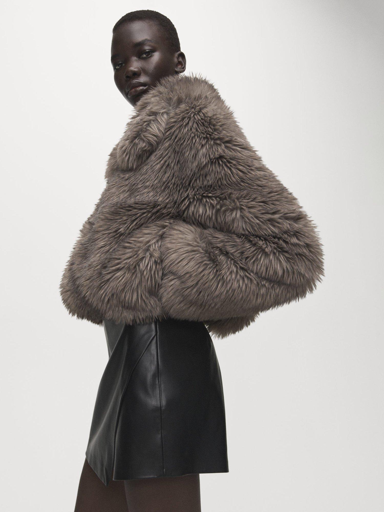 Product image 6 of 7, which shows Mango Candy Faux Leather Skorts, Black, 10