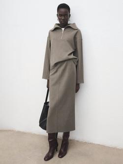 Mango Chile Pencil Midi Skirt - view 2, Medium Brown