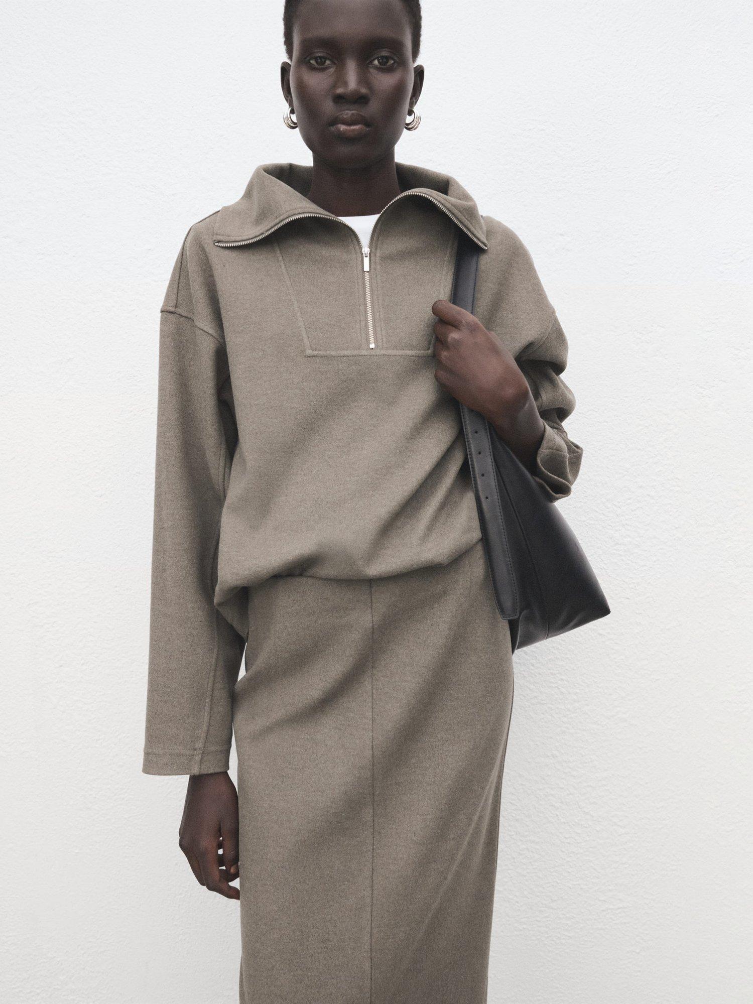 Product image 6 of 8, which shows Mango Chile Pencil Midi Skirt, Medium Brown, L