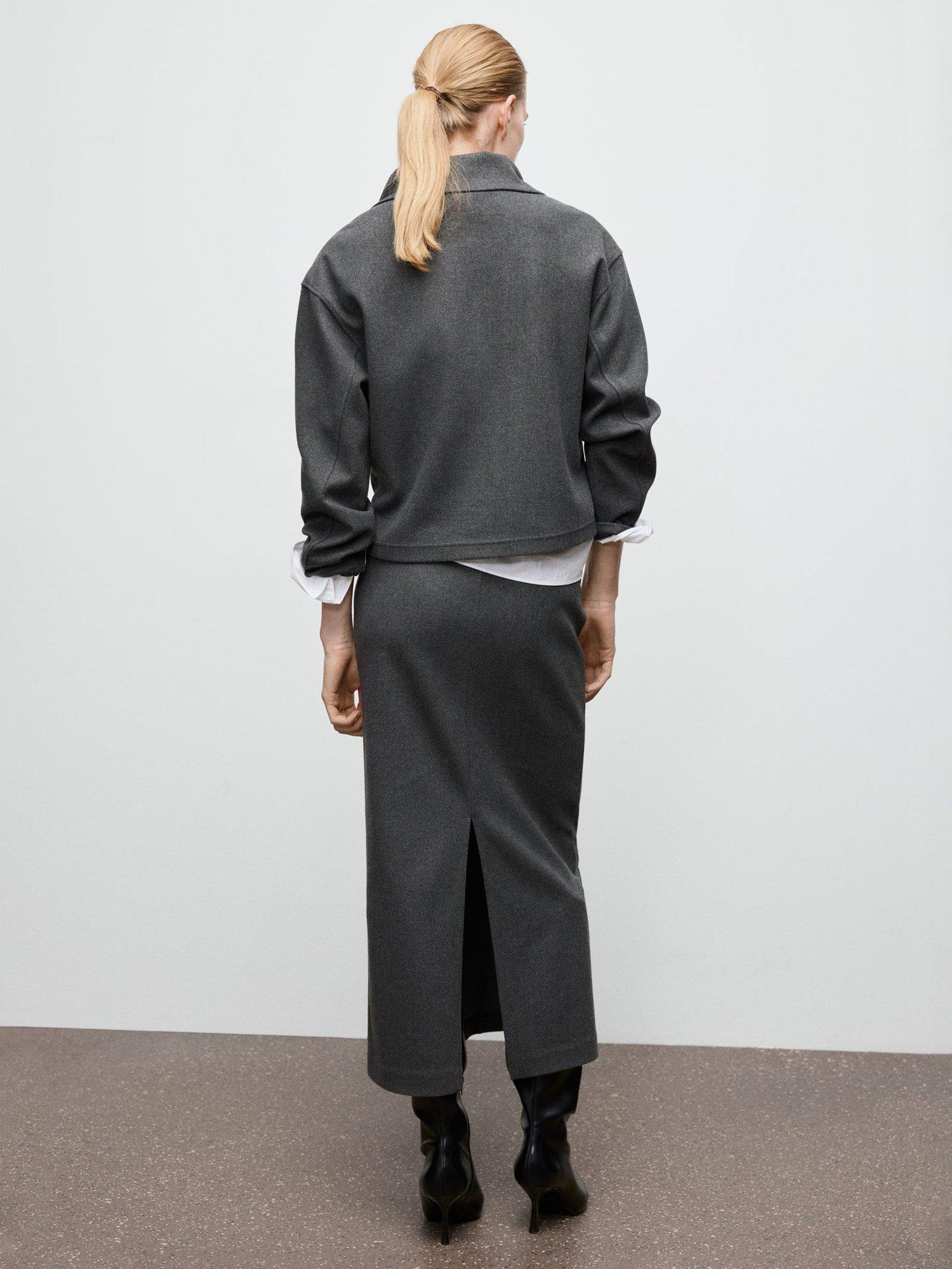 Product image 4 of 7, which shows Mango Chile Pencil Midi Skirt, Dark Grey, XXS