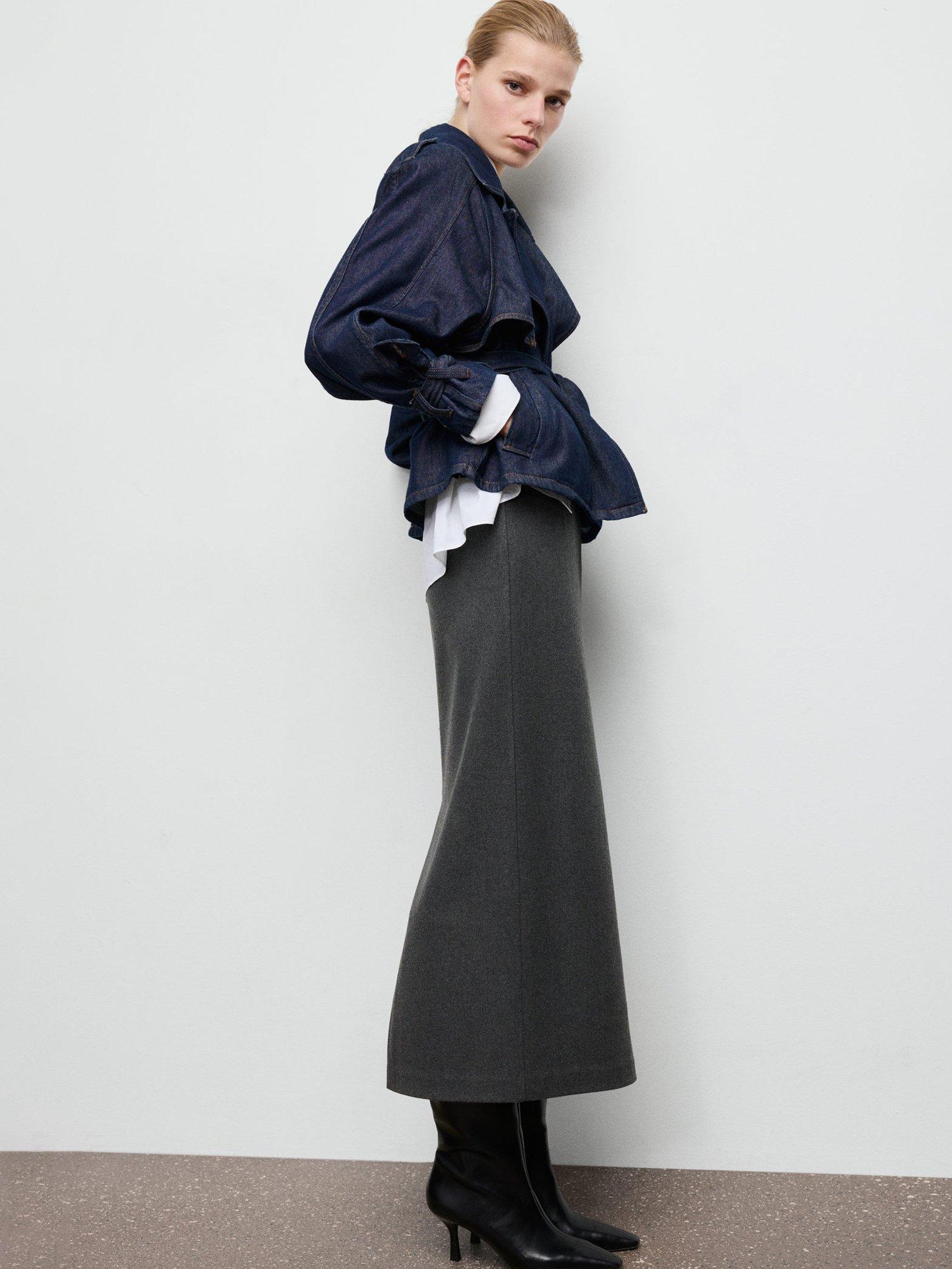 Product image 6 of 7, which shows Mango Chile Pencil Midi Skirt, Dark Grey, XXS