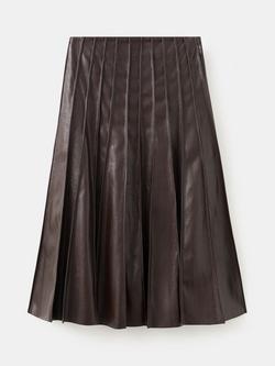 Mango Dalia Godet Faux Leather Skirt, Brown, Brown