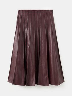 Mango Dalia Godet Faux Leather Skirt, Dark Red, Dark Red