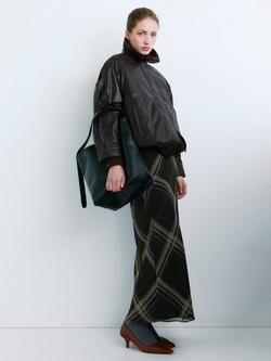 Mango Mimi Plaid Check Midi Skirt, Black - view 2, Black