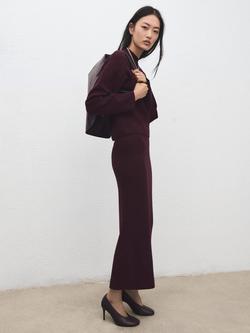 Mango Twintow Knitted Midi Skirt, Dark Red - view 2, Dark Red