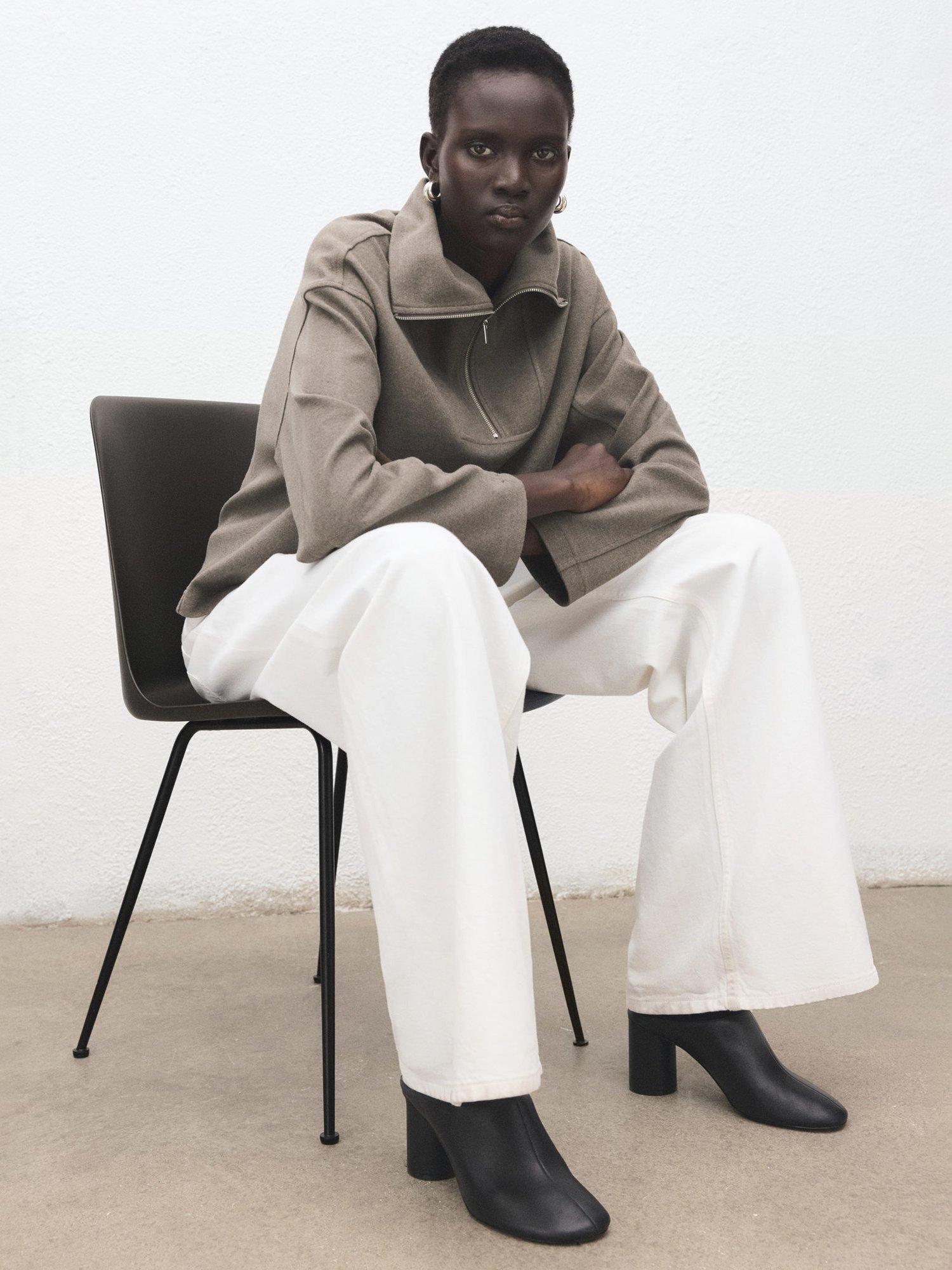 Product image 7 of 8, which shows Mango Chile High Zip Neck Sweatshirt, Medium Brown, XXS