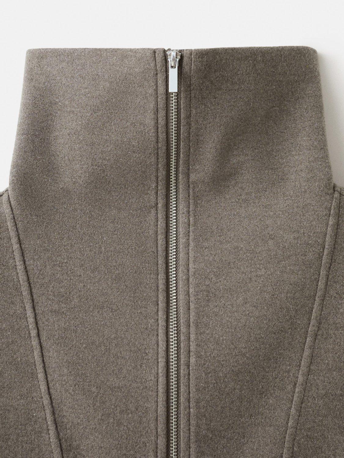 Product image 8 of 8, which shows Mango Chile High Zip Neck Sweatshirt, Medium Brown, XXS