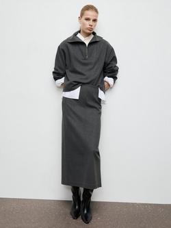 Mango Chile High Zip Neck Sweatshirt - view 2, Dark Grey