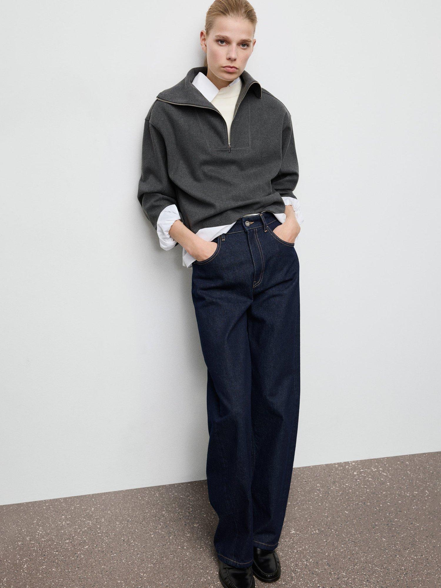 Product image 7 of 8, which shows Mango Chile High Zip Neck Sweatshirt, Dark Grey, XXS