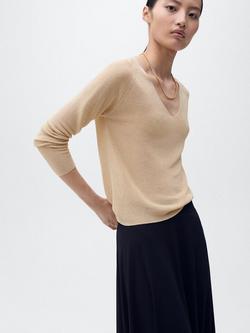 Mango Kling Metallic Fine Knit Jumper, Gold, Gold