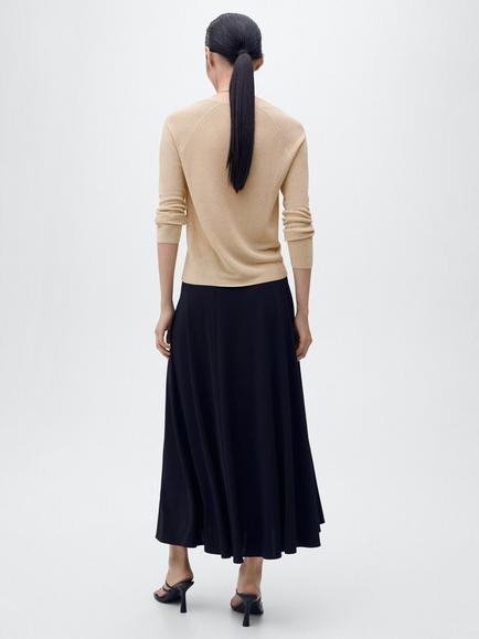 Mango Kling Metallic Fine Knit Jumper, Gold - view 2, Gold
