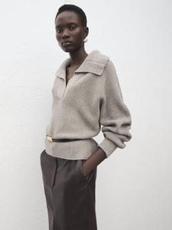 Mango Manzana Polo Jumper, Lt Pastel Grey, Lt Pastel Grey