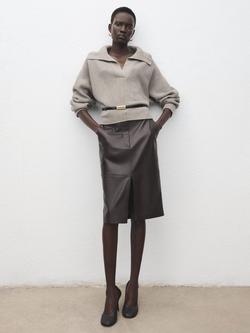 Mango Manzana Polo Jumper, Lt Pastel Grey - view 2, Lt Pastel Grey