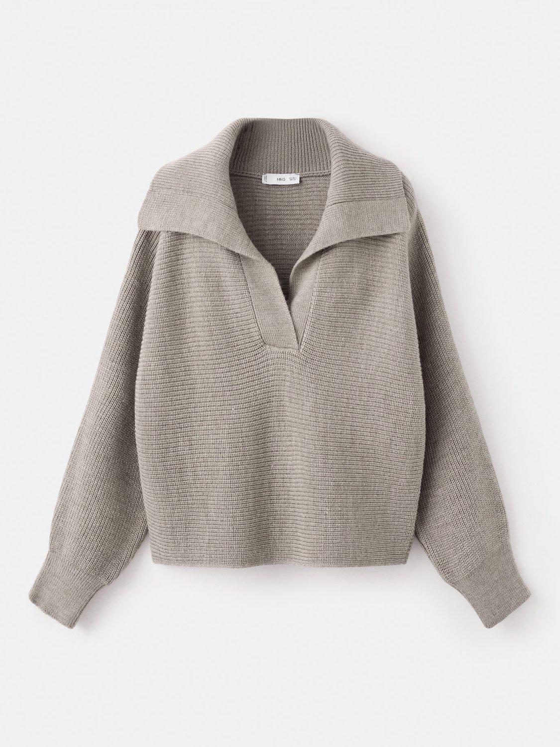 Product image 3 of 8, which shows Mango Manzana Polo Jumper, Lt Pastel Grey, L