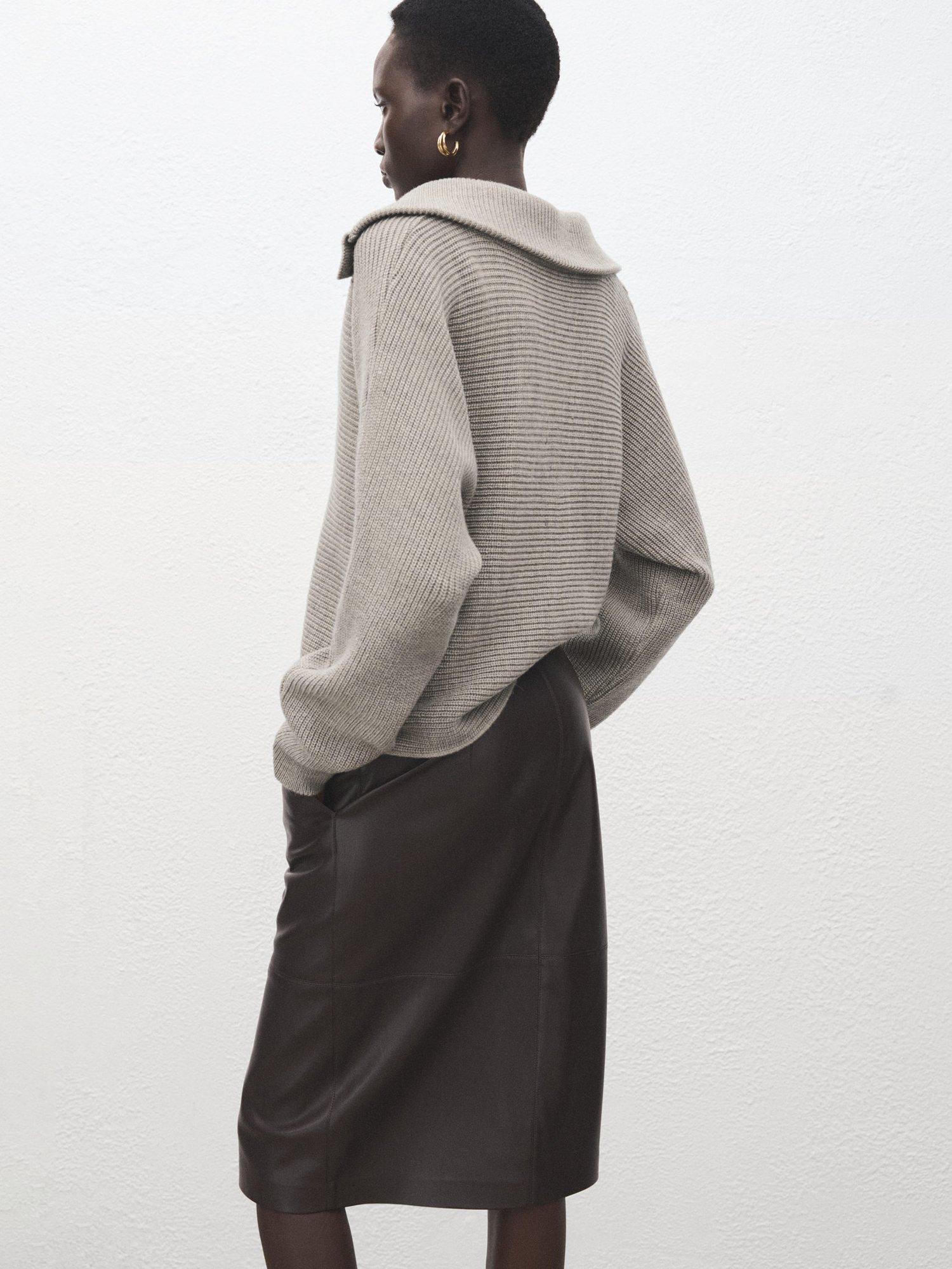 Product image 4 of 8, which shows Mango Manzana Polo Jumper, Lt Pastel Grey, L