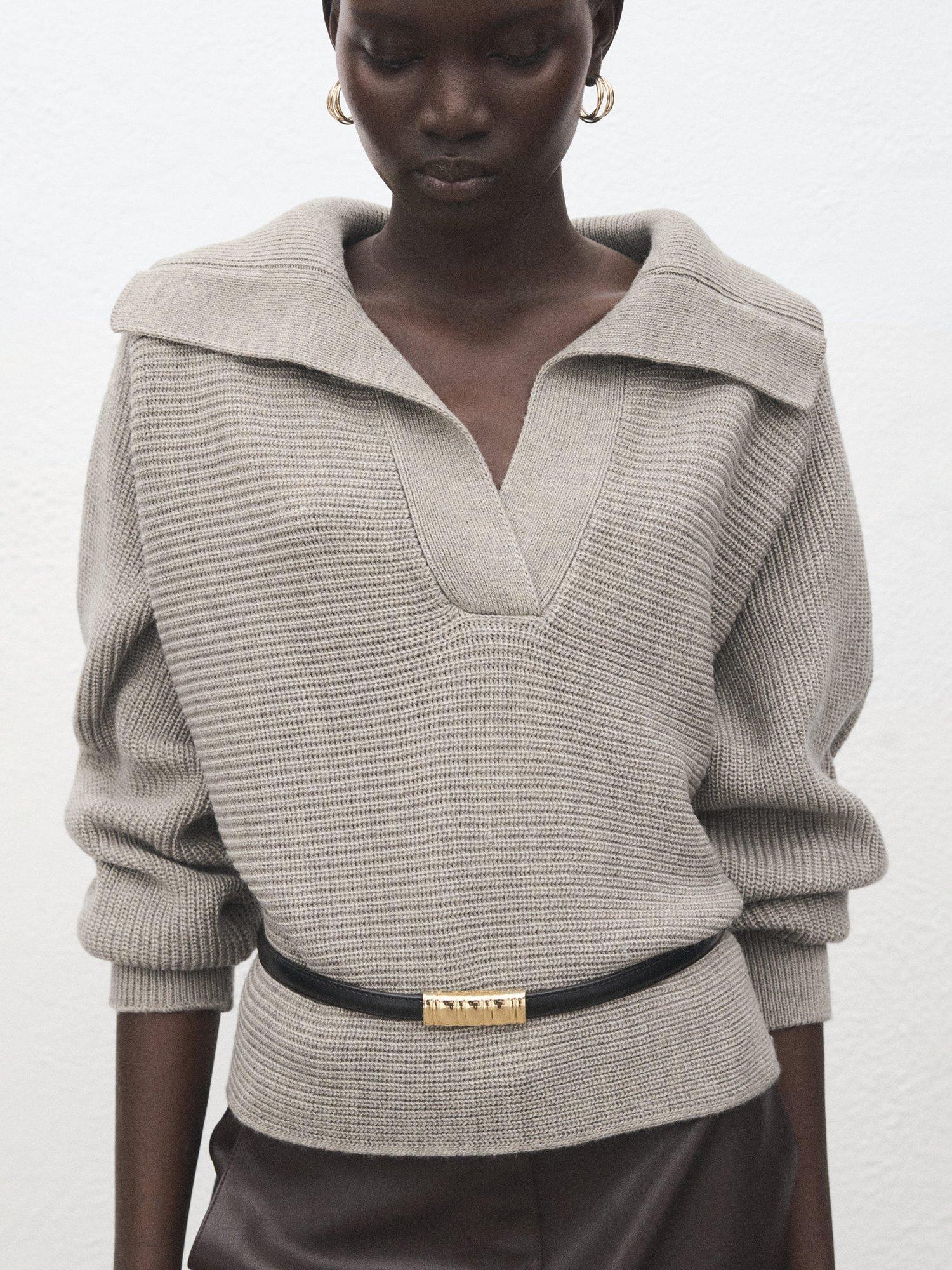 Product image 6 of 8, which shows Mango Manzana Polo Jumper, Lt Pastel Grey, L