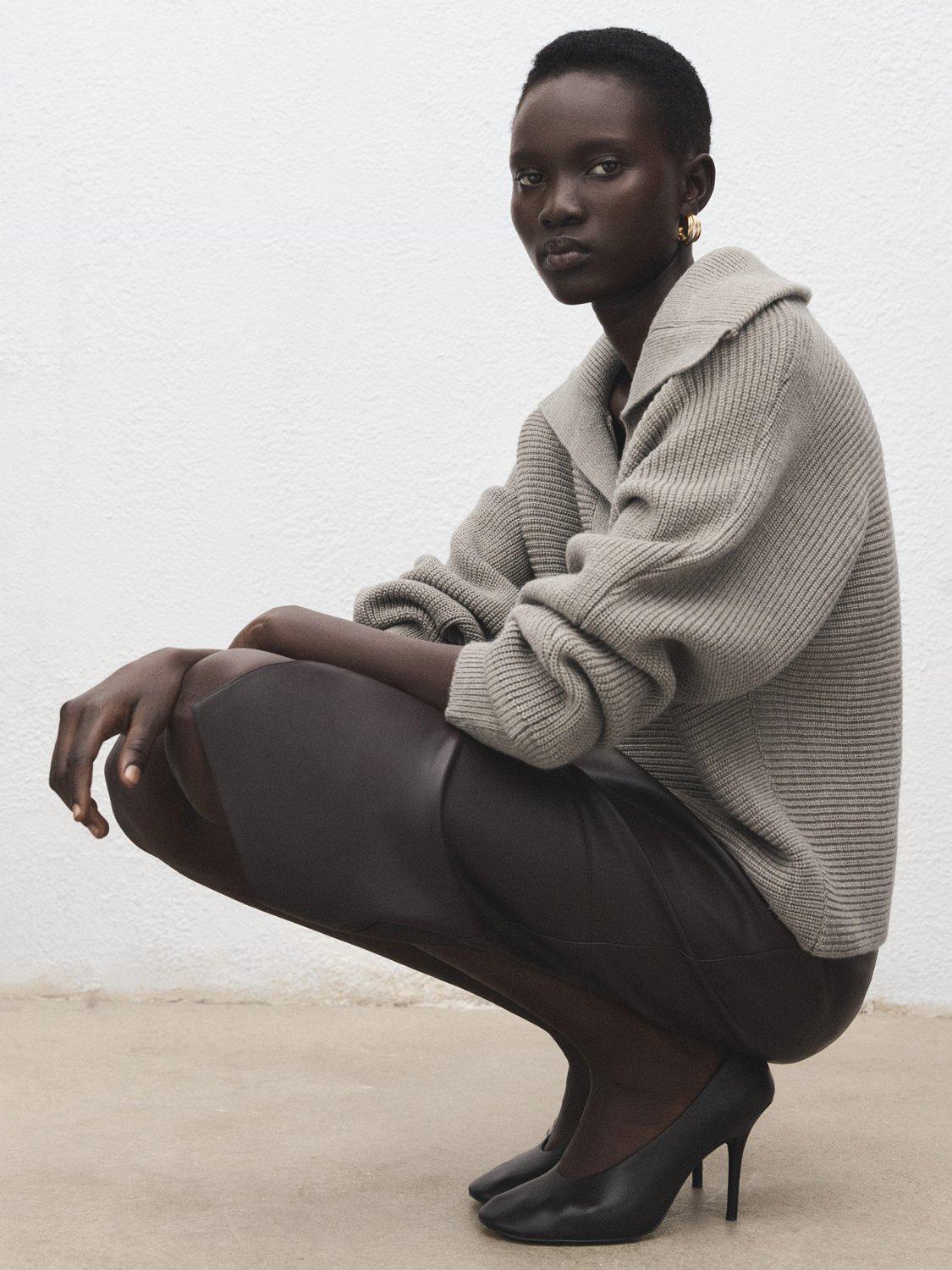 Product image 7 of 8, which shows Mango Manzana Polo Jumper, Lt Pastel Grey, L