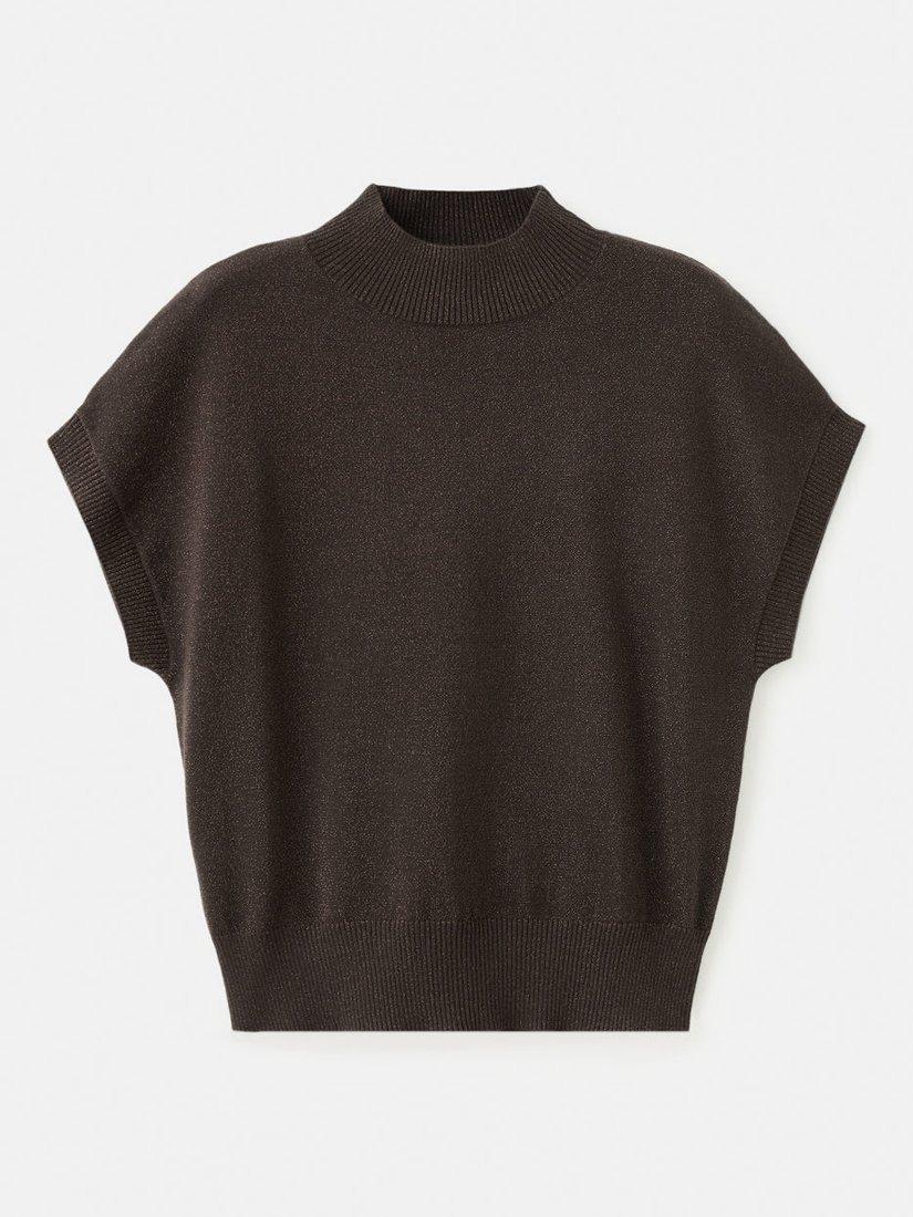 Product image 3 of 8, which shows Mango Monaco Cap Sleeve Jumper, Dark Brown, L