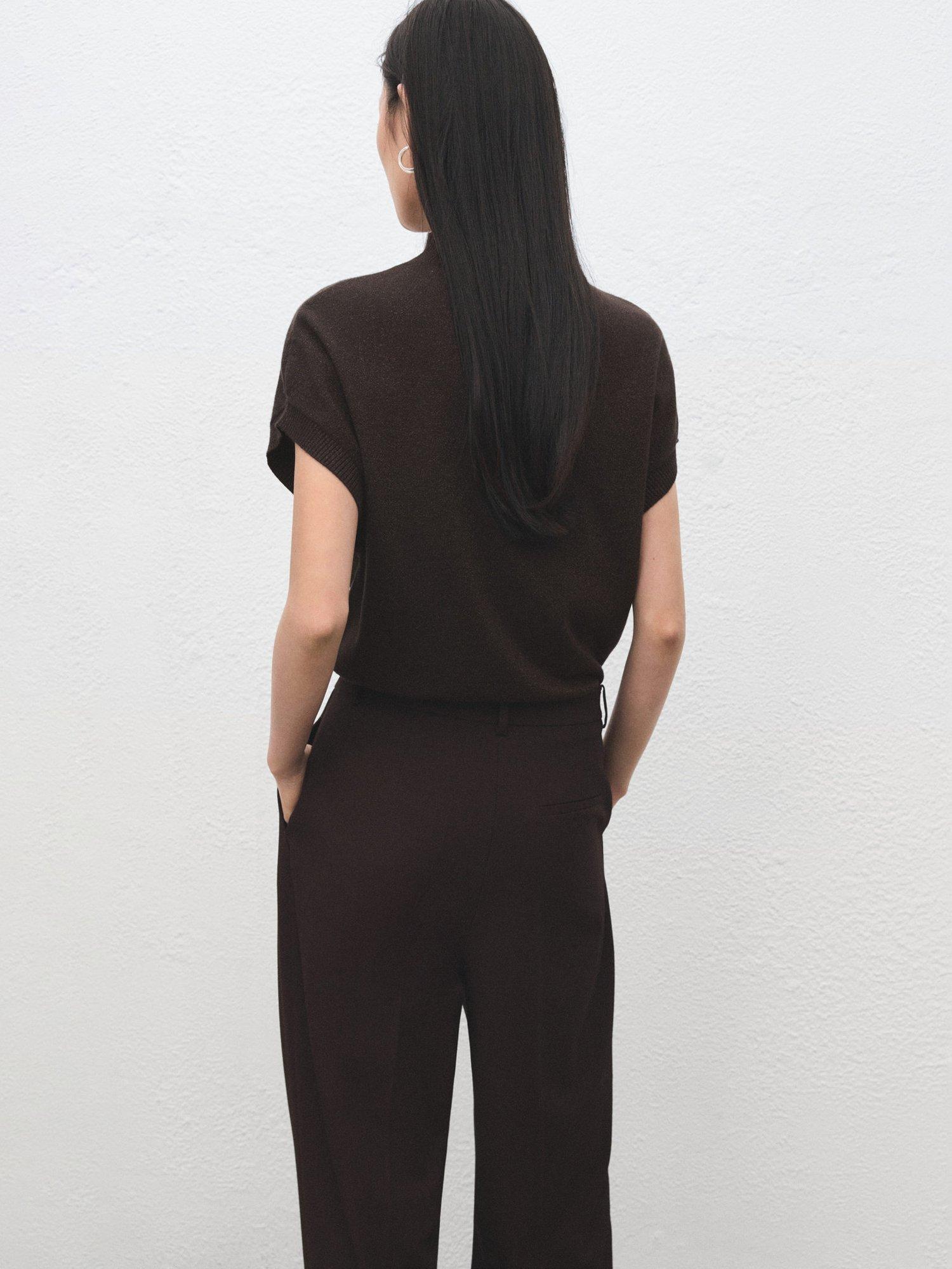 Product image 4 of 8, which shows Mango Monaco Cap Sleeve Jumper, Dark Brown, L