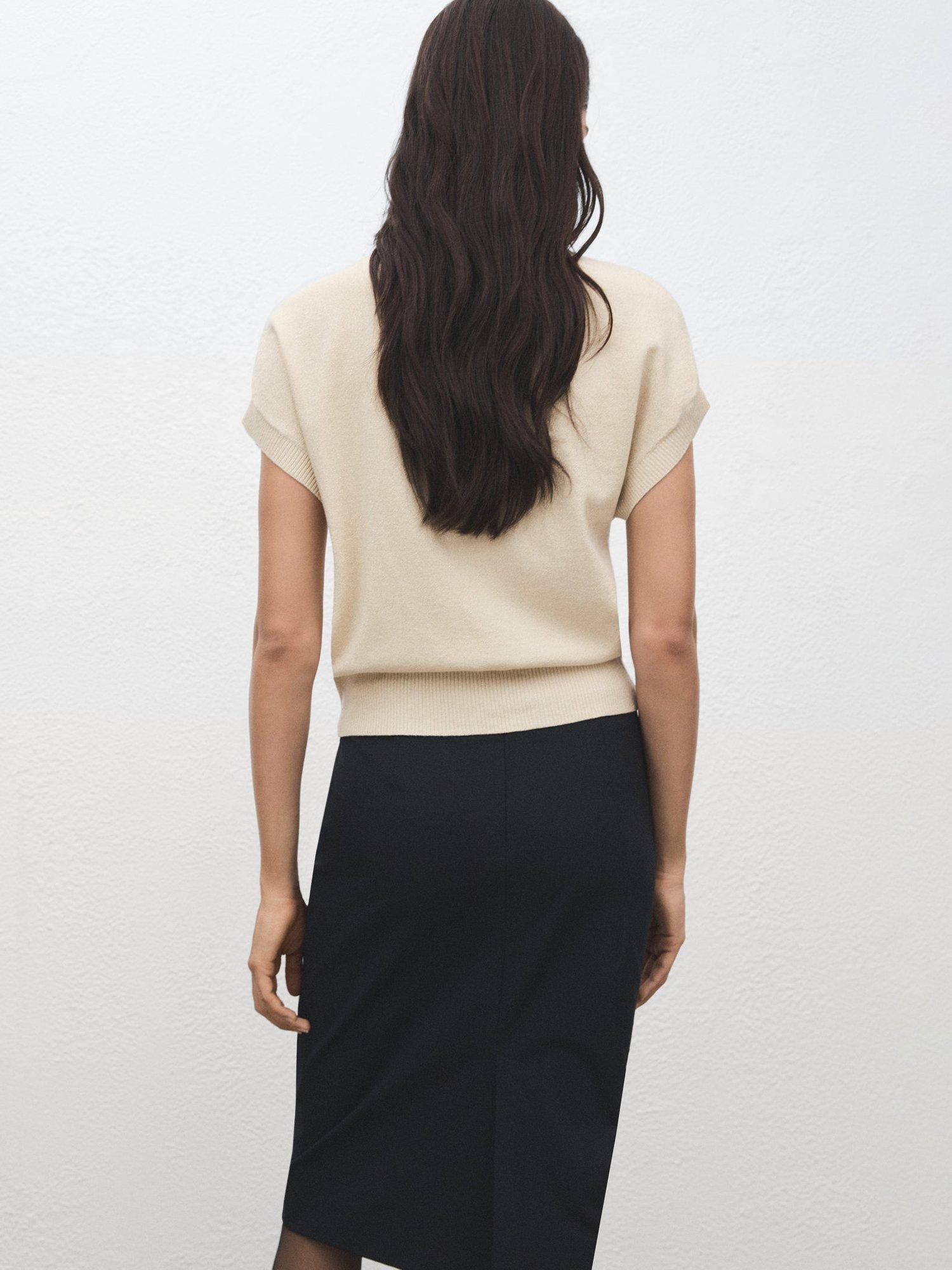 Product image 4 of 8, which shows Mango Monaco Cap Sleeve Jumper, Gold, L