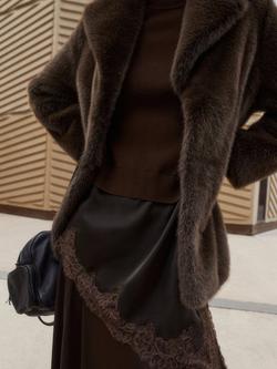 Mango Asymmetric Hem Jumper, Dark Brown, Dark Brown