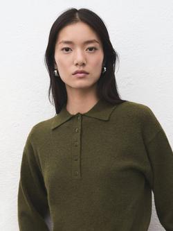 Mango Nepo Polo Neck Jumper, Khaki - view 2, Khaki