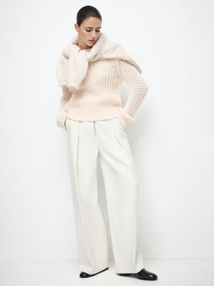 Mango Totto Open Knit Jumper, Light Beige, Light Beige
