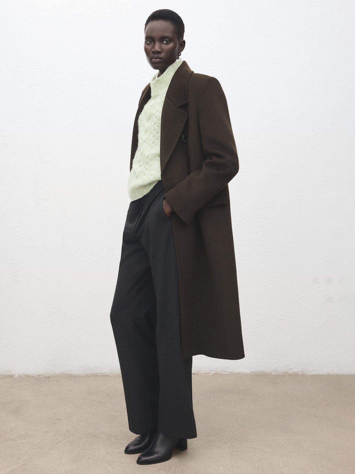 Product image 2 of 7, which shows Mango Treneta Braided Cable Knit Jumper, Aqua, L