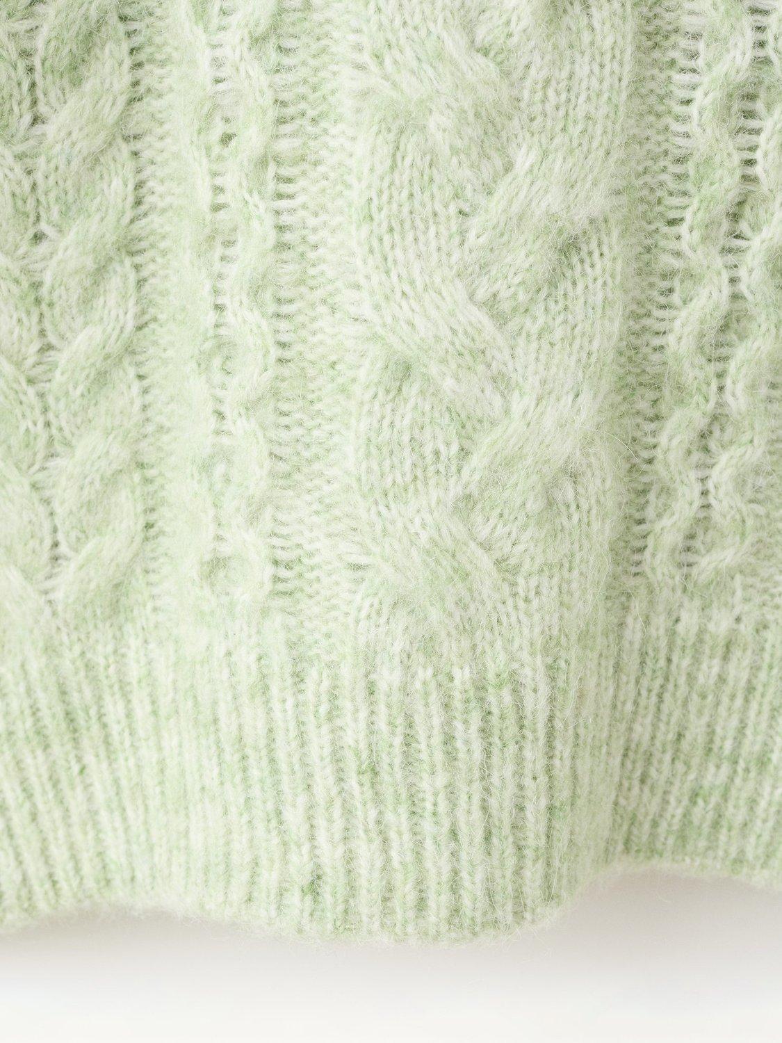 Product image 5 of 7, which shows Mango Treneta Braided Cable Knit Jumper, Aqua, L