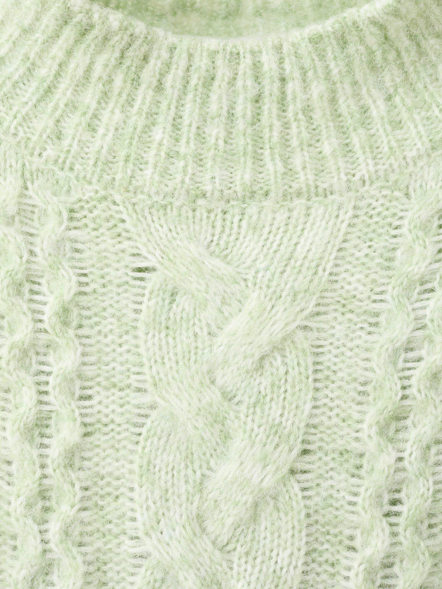 Product image 7 of 7, which shows Mango Treneta Braided Cable Knit Jumper, Aqua, L