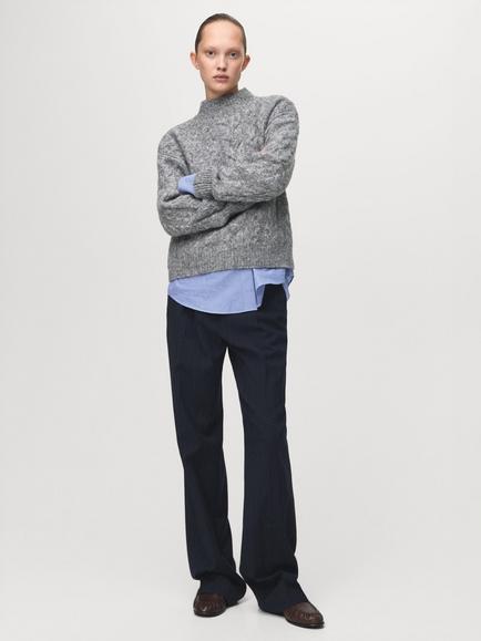 Mango Treneta Braided Cable Knit Jumper, Medium Grey - view 2, Medium Grey