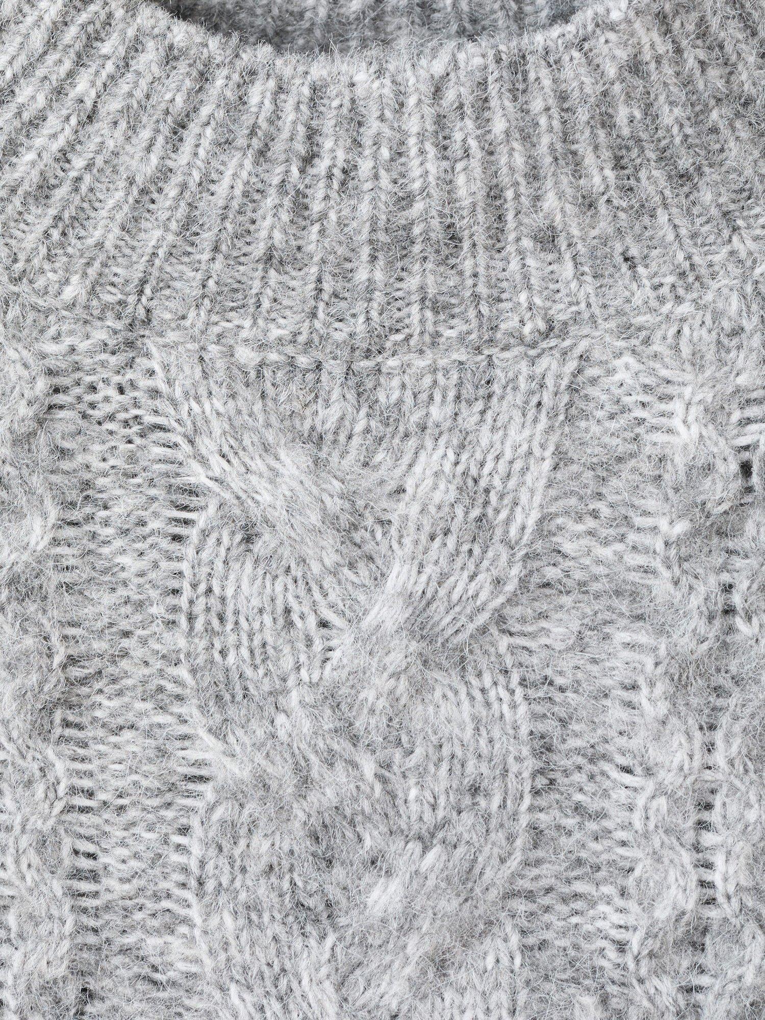 Product image 7 of 7, which shows Mango Treneta Braided Cable Knit Jumper, Medium Grey, L