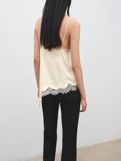 Mango Lace Trim Asymmetric Vest Top, Light Beige - view 2, Light Beige