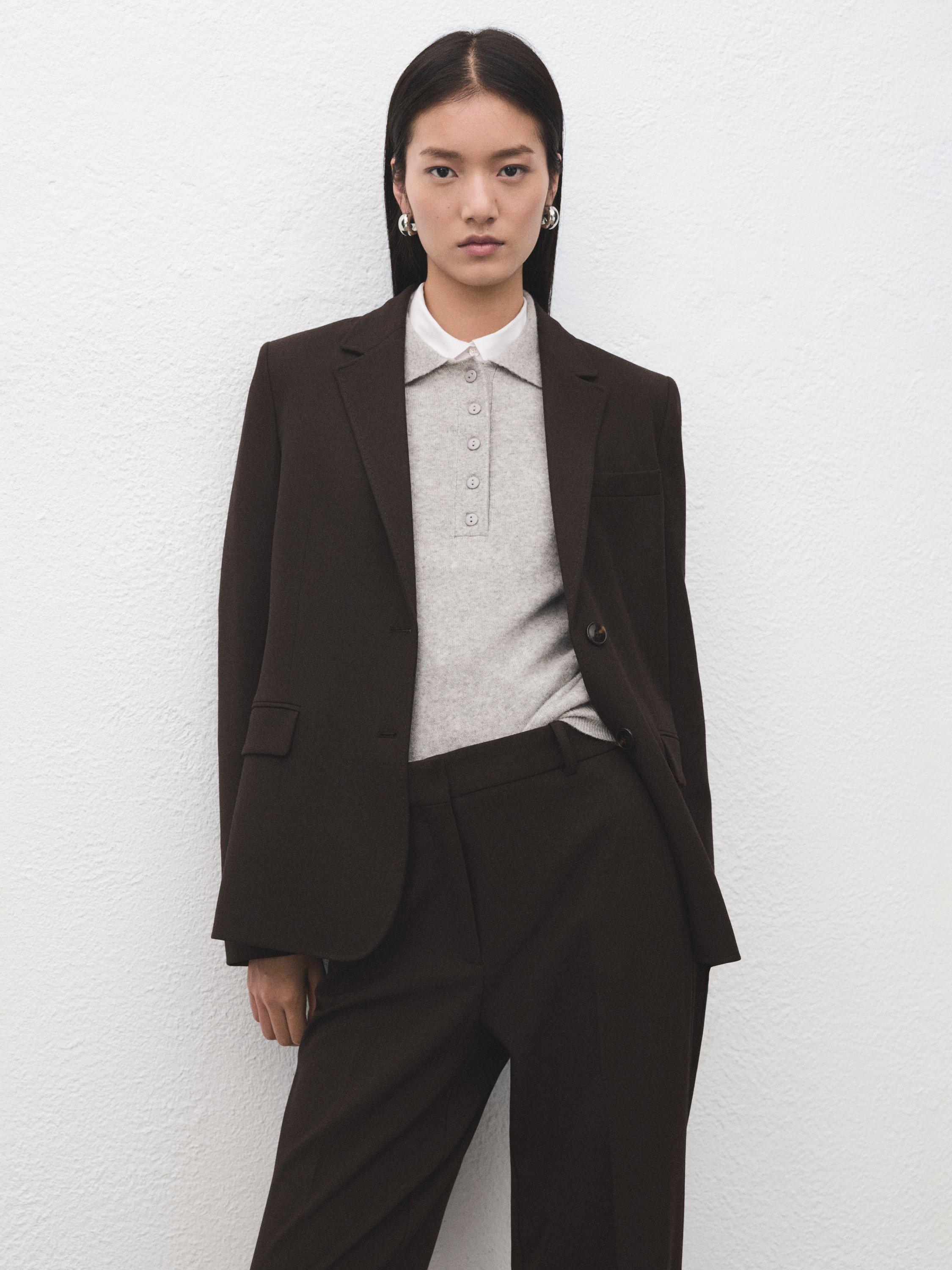 Product image 4 of 7, which shows Mango Bergen Straight Tailored Trousers, Dark Brown, 10