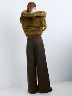 Mango Mina Wide Leg Trousers - view 2, Dark Brown