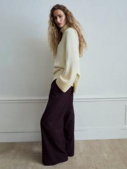 Mango Mina Wide Leg Trousers - view 2, Dark Red