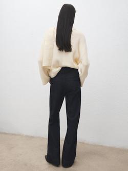 Mango Mona Wide Leg Denim Trousers, Dark Blue - view 2, Dark Blue