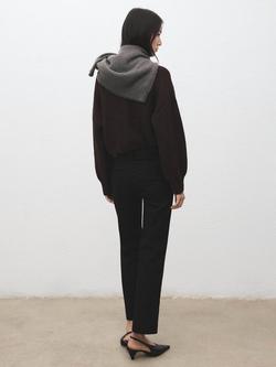 Mango Cola Straight Cropped Trousers, Black - view 2, Black