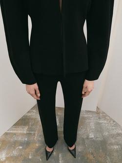 Mango Sofis Slit Detail Knit Trousers, Black, Black