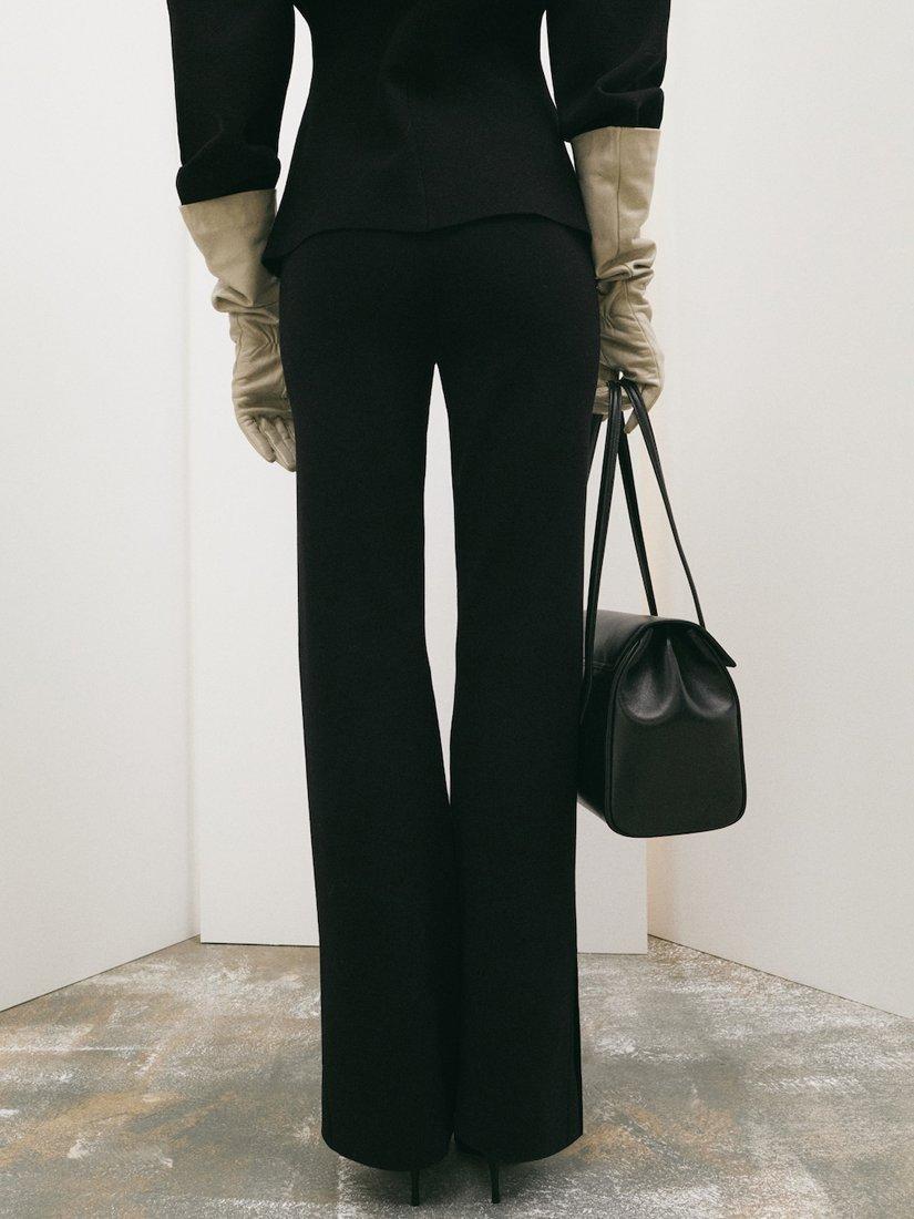 Product image 2 of 6, which shows Mango Sofis Slit Detail Knit Trousers, Black, L