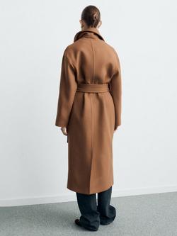 Mango Traviata Belted Wool Rich Coat, Medium Brown - view 2, Medium Brown