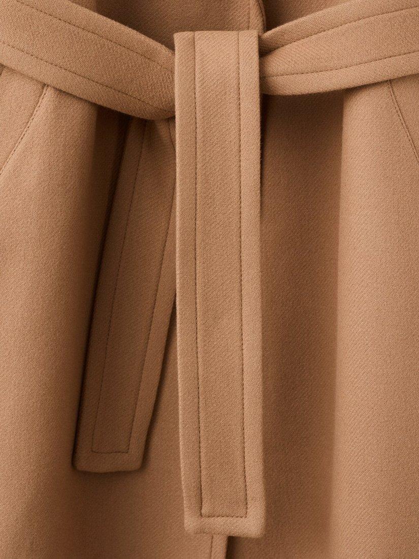 Product image 6 of 6, which shows Mango Traviata Belted Wool Rich Coat, Medium Brown, XXXL