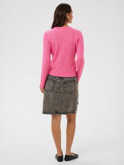KAFFE Lenia Crew Neck Textured Jumper, Pink Power - view 2, Pink Power