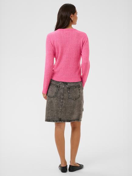 KAFFE Lenia Crew Neck Textured Jumper, Pink Power - view 2, Pink Power