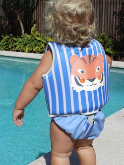 Sunnylife Kids' Tino the Tiger Swimming Vest, Blue - view 2, Blue