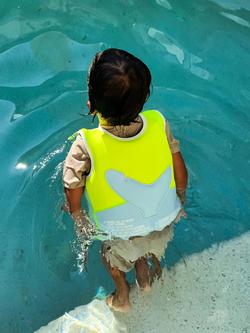 Sunnylife Kids' Salty Shark Swimming Vest, Aqua Neon Yellow - view 2, Aqua Neon Yellow