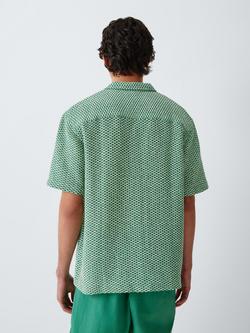 John Lewis Regular Fit Crochet Short Sleeve Cotton Blend Shirt - view 2, Green