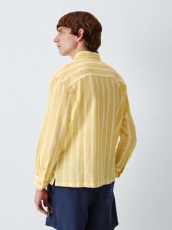 John Lewis Cotton Linen Blend Stripe Shirt, Yellow - view 2, Yellow