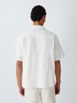 John Lewis Leaf Embroidery Button Through Short Sleeve Cotton Linen Blend Shirt, Ivory - view 2, Ivory